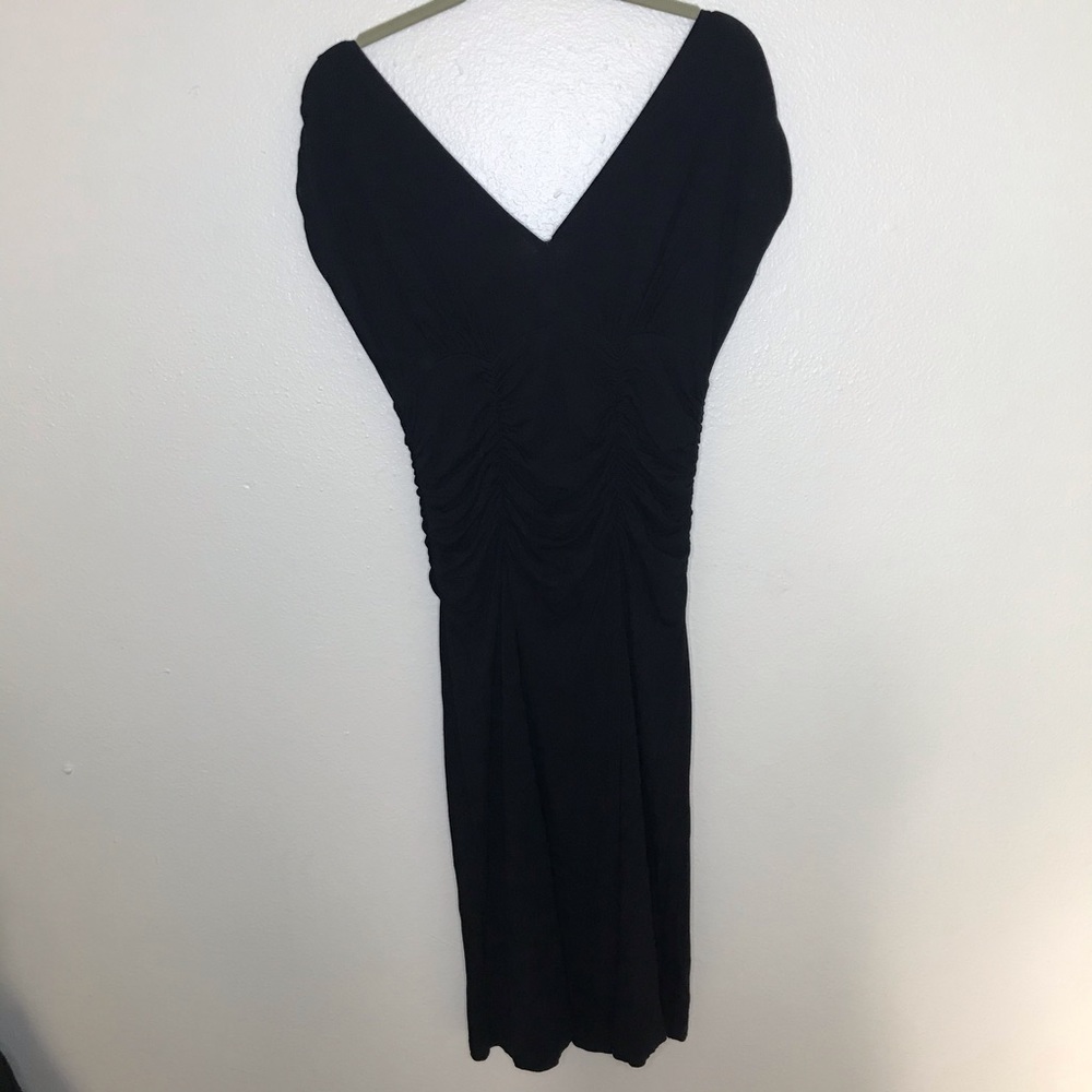 Cabi Monroe black sleeveless  ruched midi dress M